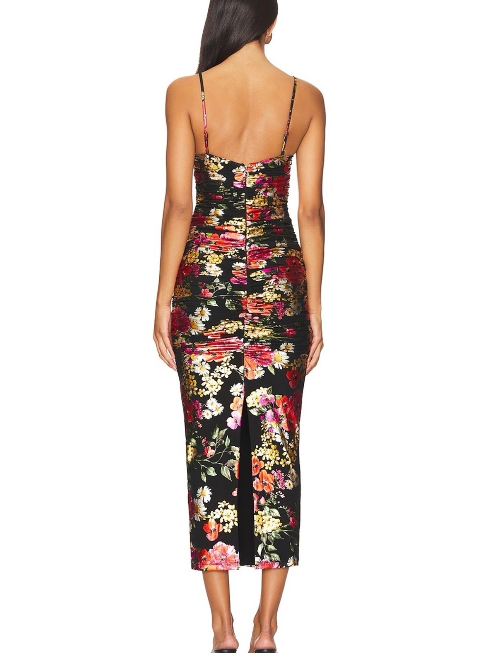Revolve Electric Midi Dress in Black + Floral - Picture 3 of 7